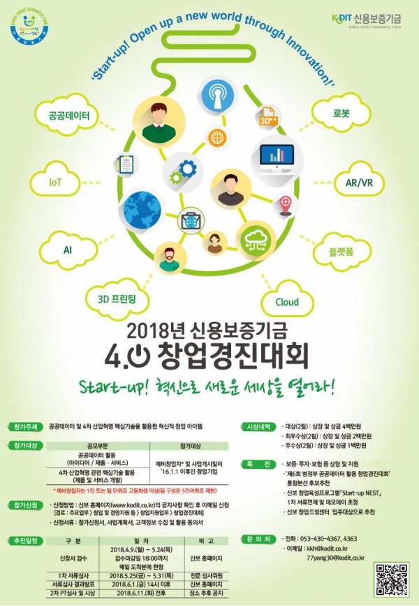 ‘2018년 신보 4.0 창업경진대회’ 포스터 (사진=신용보증기금)