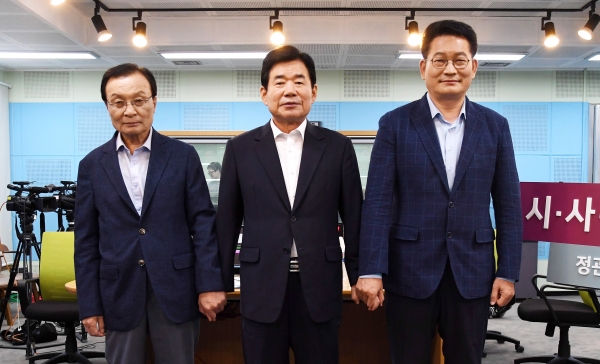 더불어민주당 이해찬(왼쪽부터), 김진표, 송영길 당대표 후보