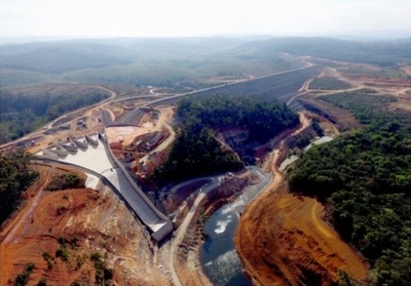 SK건설이 건설 중인 수력발전소 세피안-세남노이 댐(라오스댐). (사진-SK건설)