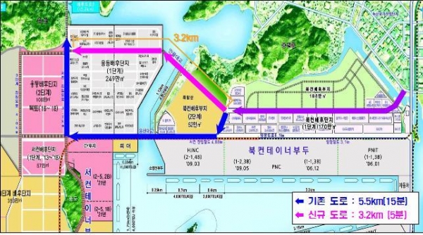 부산항 신항 주간선도로 일대 지도(자료-연합뉴스)