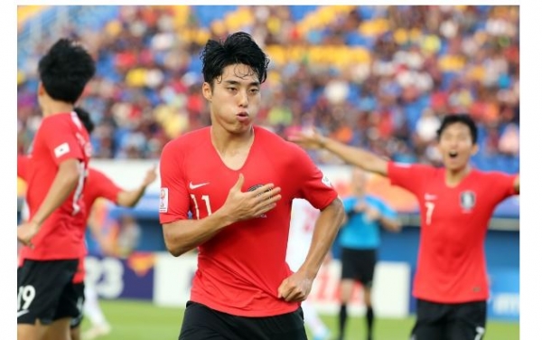 한국 23세 이하(U-23)축구 대표팀은 지난 12일 챔피언십 본선 조별리그에서 김학범 라인업이 득점포를 터뜨리며 이란을 2-1로 꺾었다. (사진-연합뉴스)