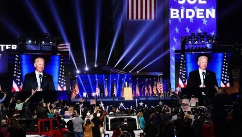 바이든 미국 대통령 당선인이 7일(현지시간) 델라웨어주 윌밍턴에서 승리를 선언하는 연설을 하고 있다.(사진=연합뉴스)